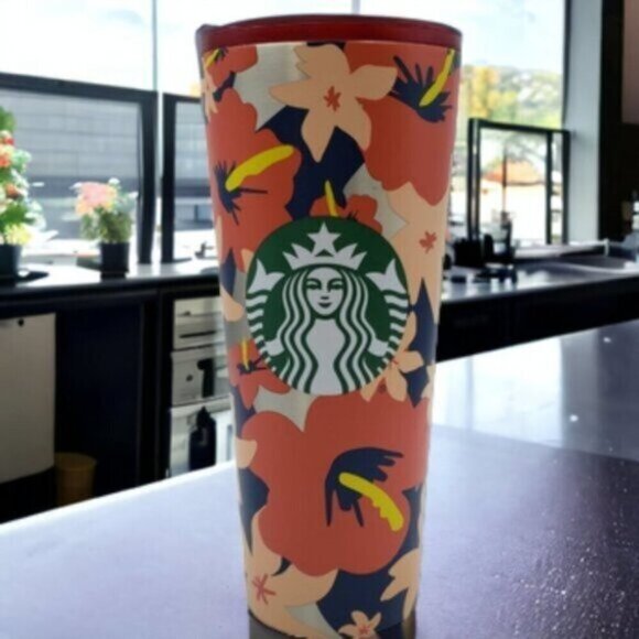 Starbucks Summer 2020 Red Hibiscus Tropical Stainless Steel Cold Cup Tum… - Picture 2 of 15